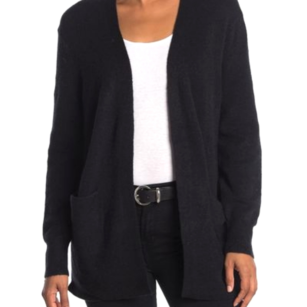 Madewell Black Open-Front Pocket Cardigan